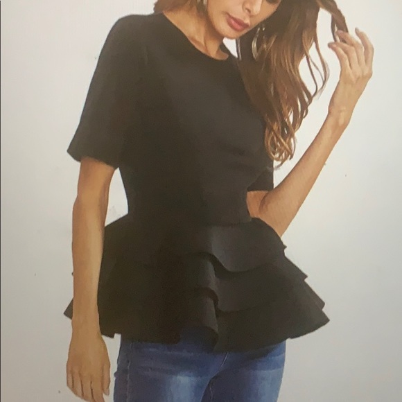 Black Top with ruffle - Picture 2 of 2